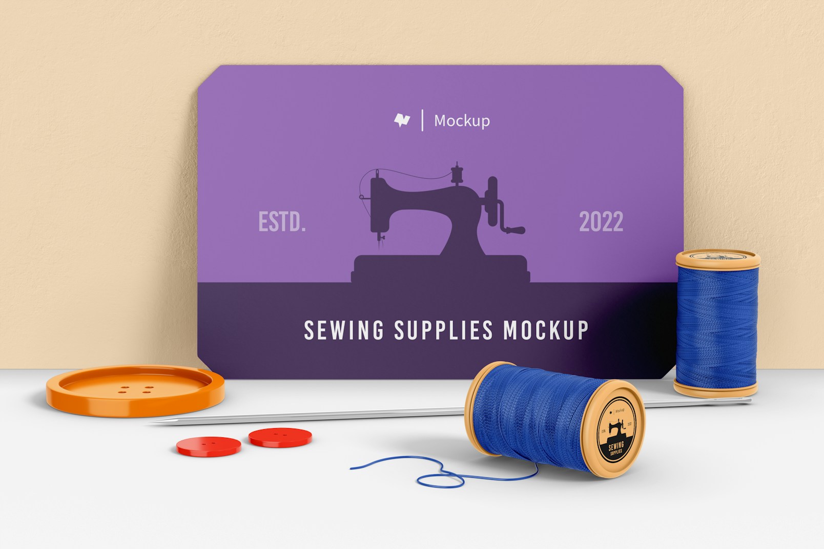 Sewing and Stationery Mockup, Front View