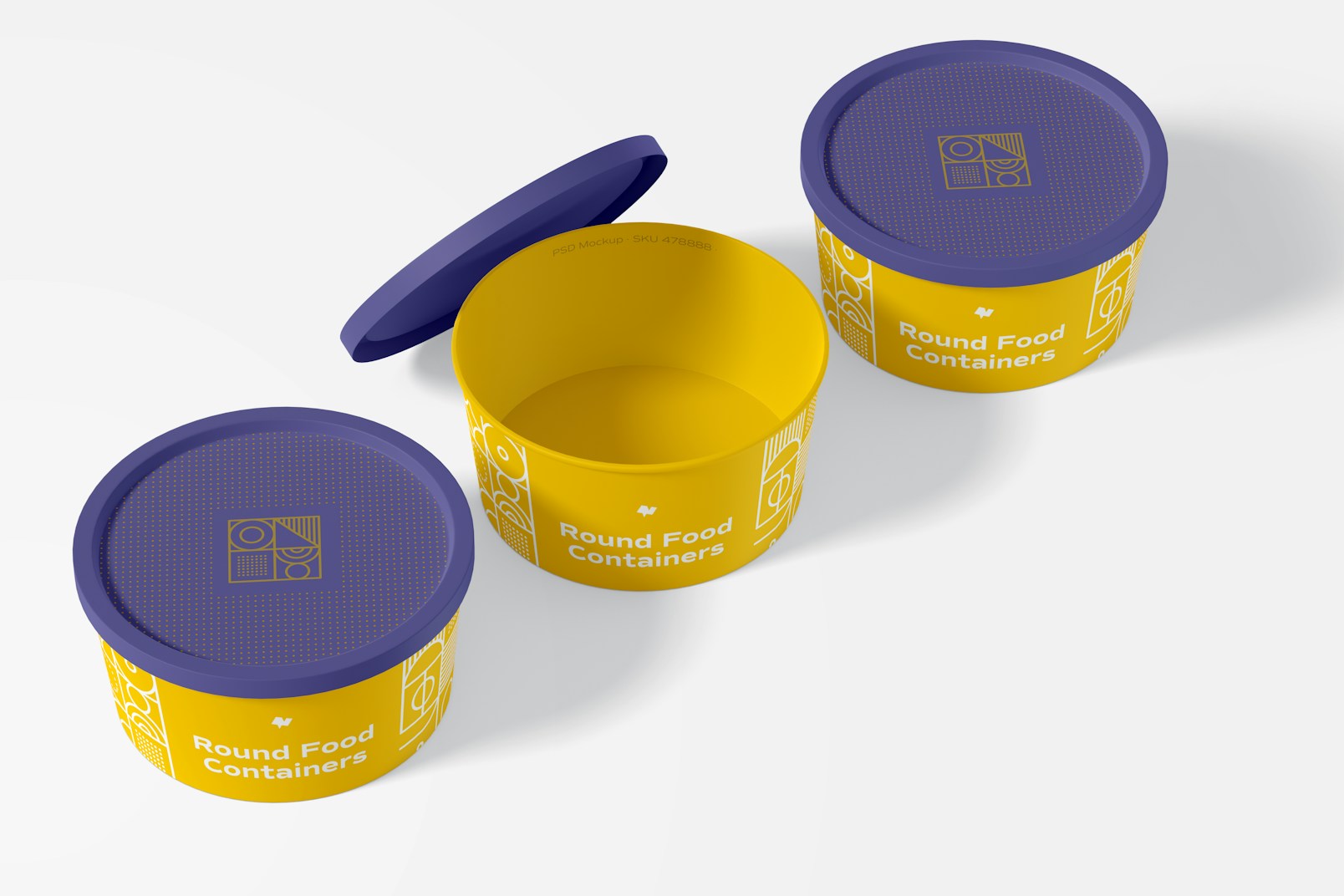 Round Plastic Food Delivery Containers Mockup