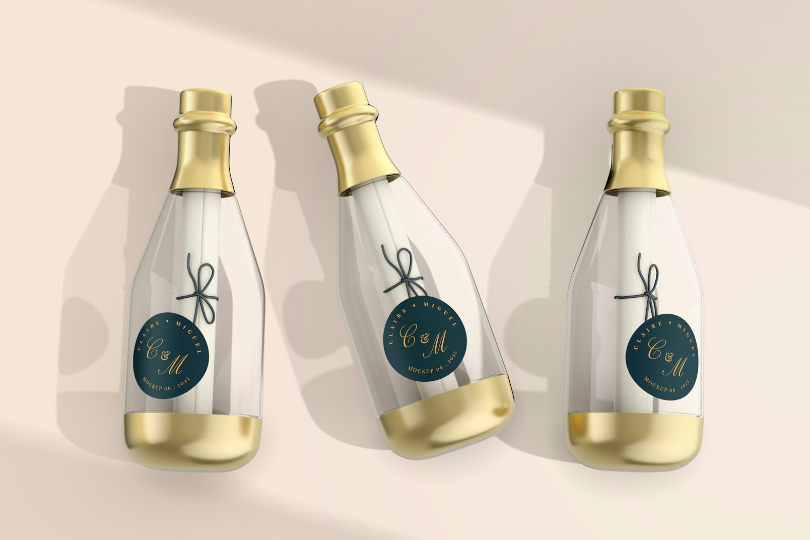 Maqueta de Mini Botellas de Champaña