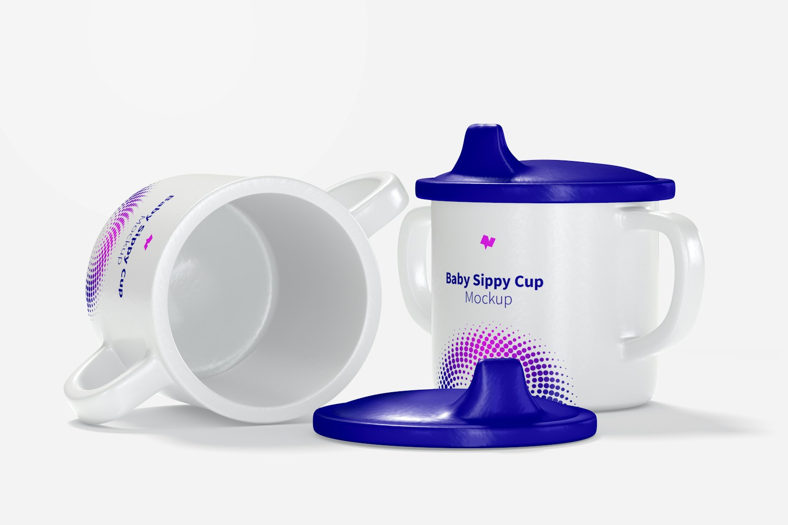 Baby Sippy Cups Mockup, Dropped