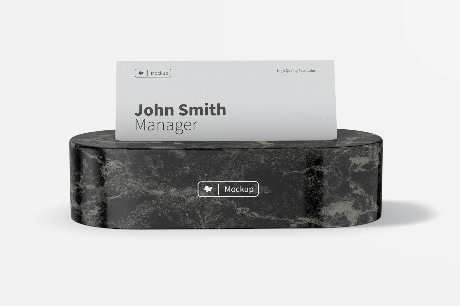 Oval Business Card Holder Mockup, Front View