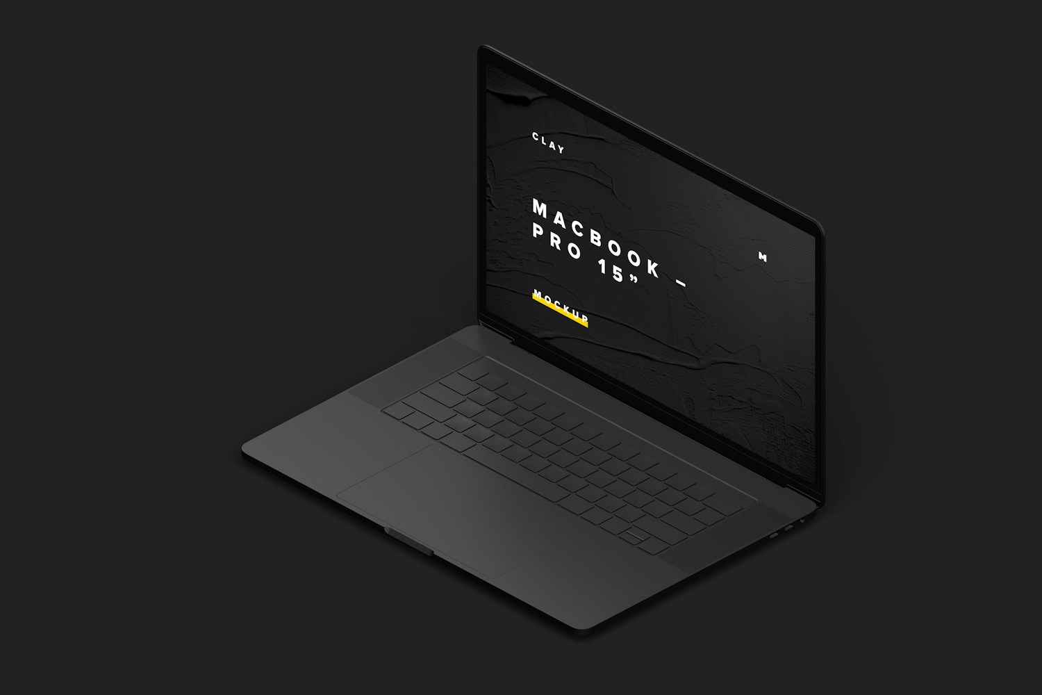 Clay MacBook Pro 15" with Touch Bar, Right Isometric View Mockup