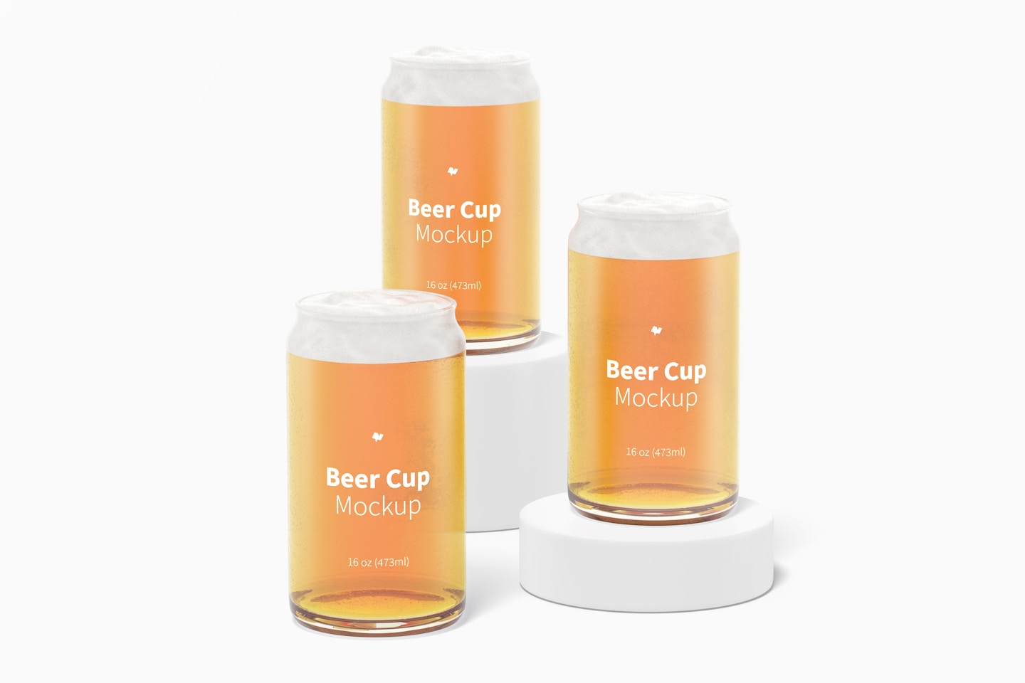 16 oz Glass Beer Cups Mockup, Front View