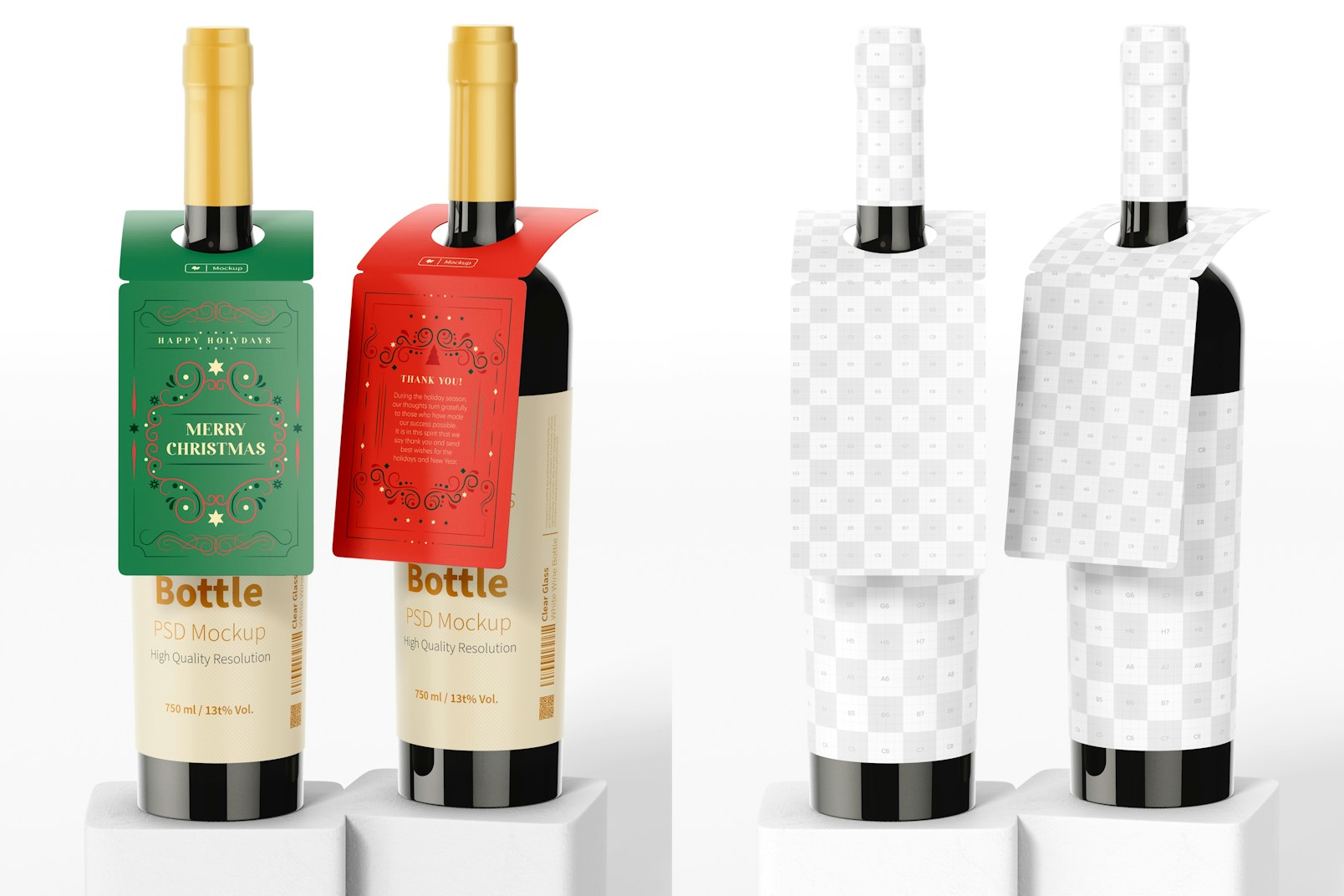 Wine Bottle Gift Tags Mockup