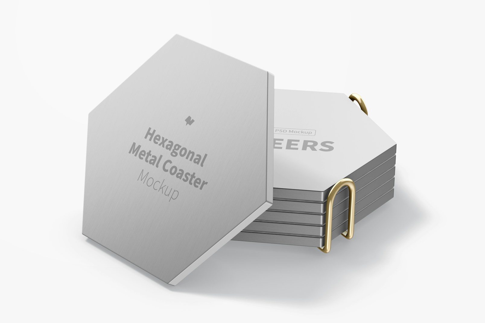 Maqueta de Portavasos Hexagonal de Metal, Inclinado