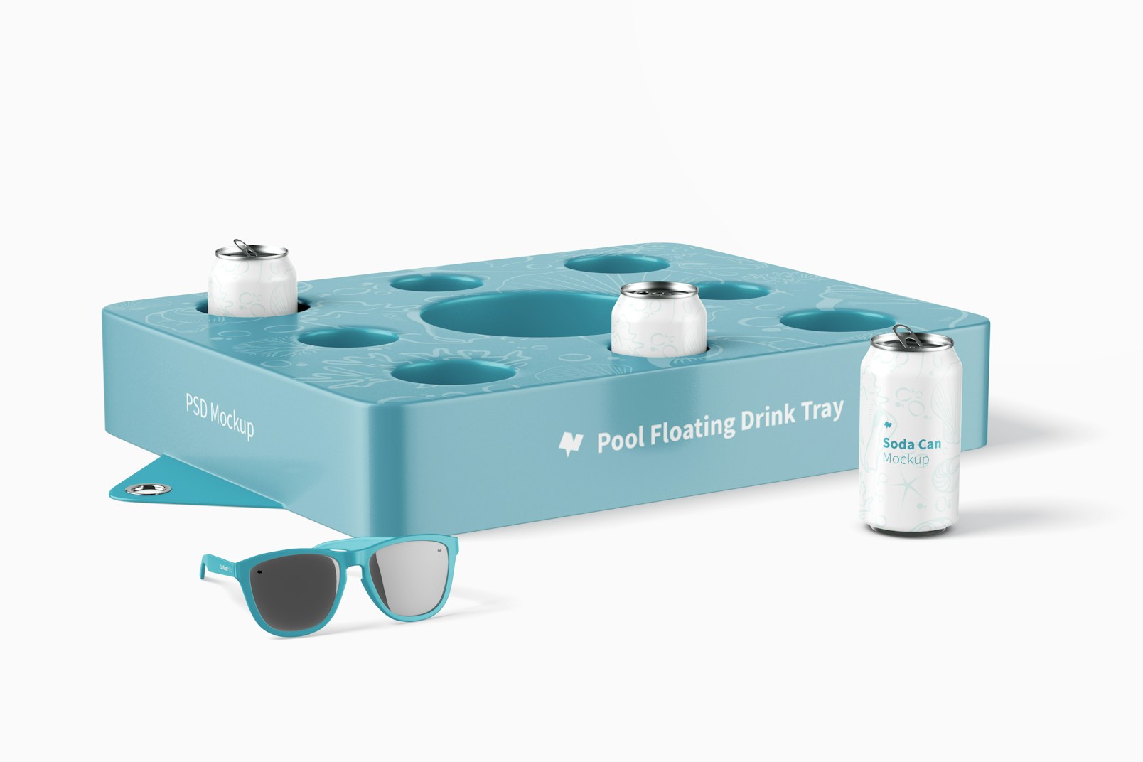 Pool Floating Drink Tray Mockup, Perspective