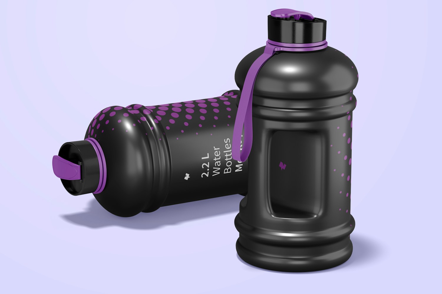 2.2 L Water Bottle Mockup, Dropped