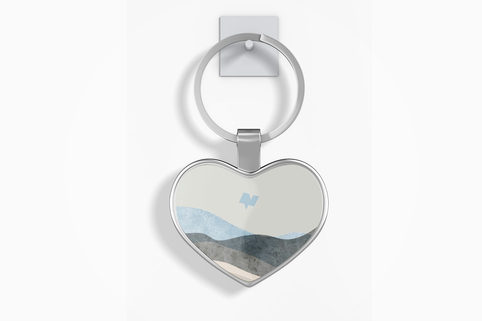 Metallic Heart Shaped Keychain Mockup, Hanging