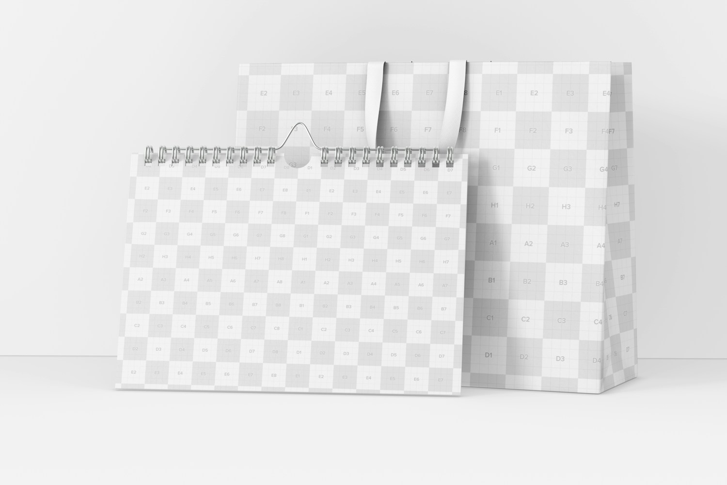 Fashion Store Rectangular Calendar Mockup, with Bag