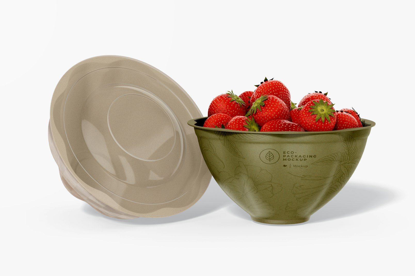 Plastic Soup Bowls Mockup, Standing and Dropped