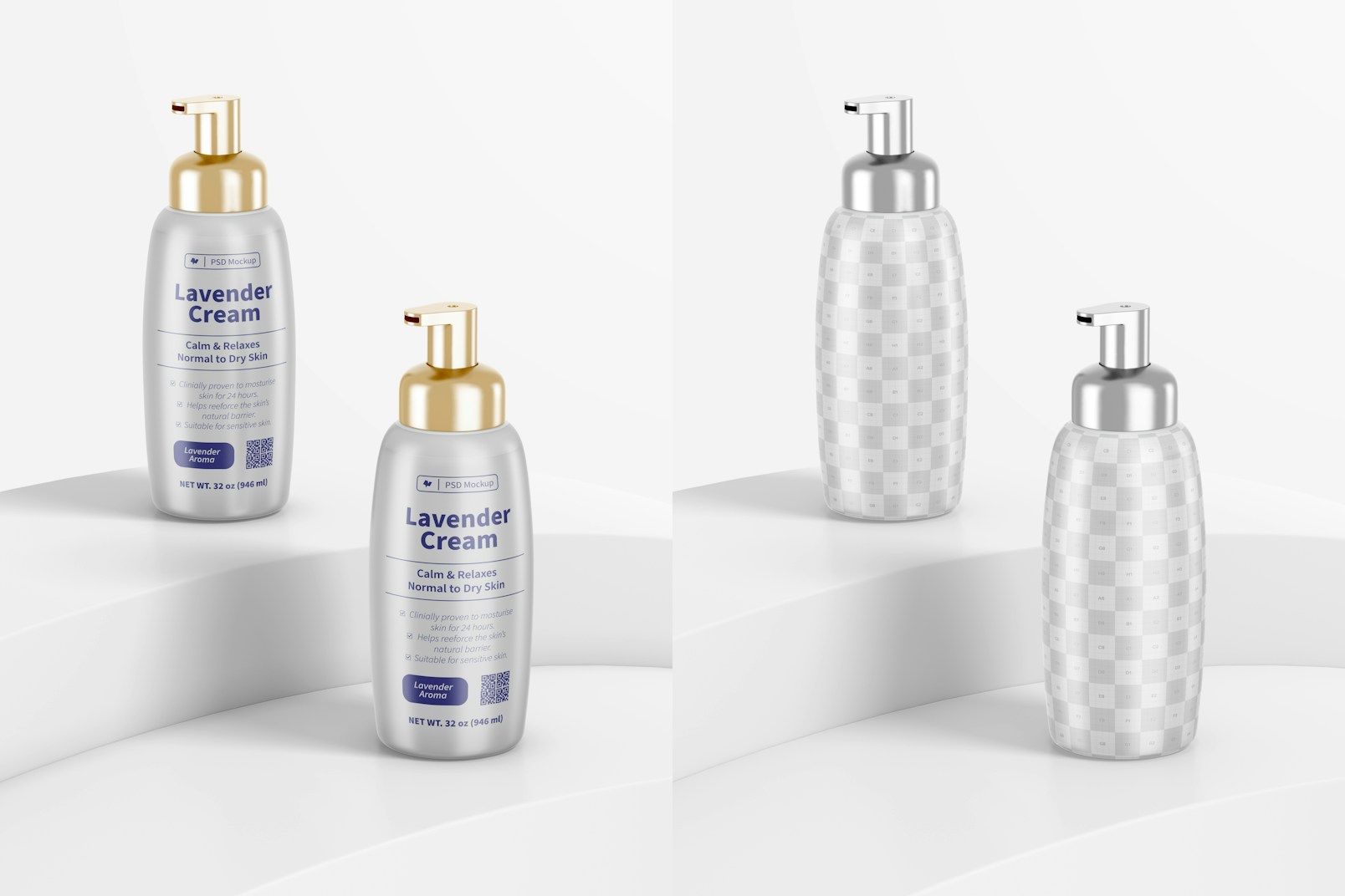 Plastic Bottles with Pump Mockup, Right View