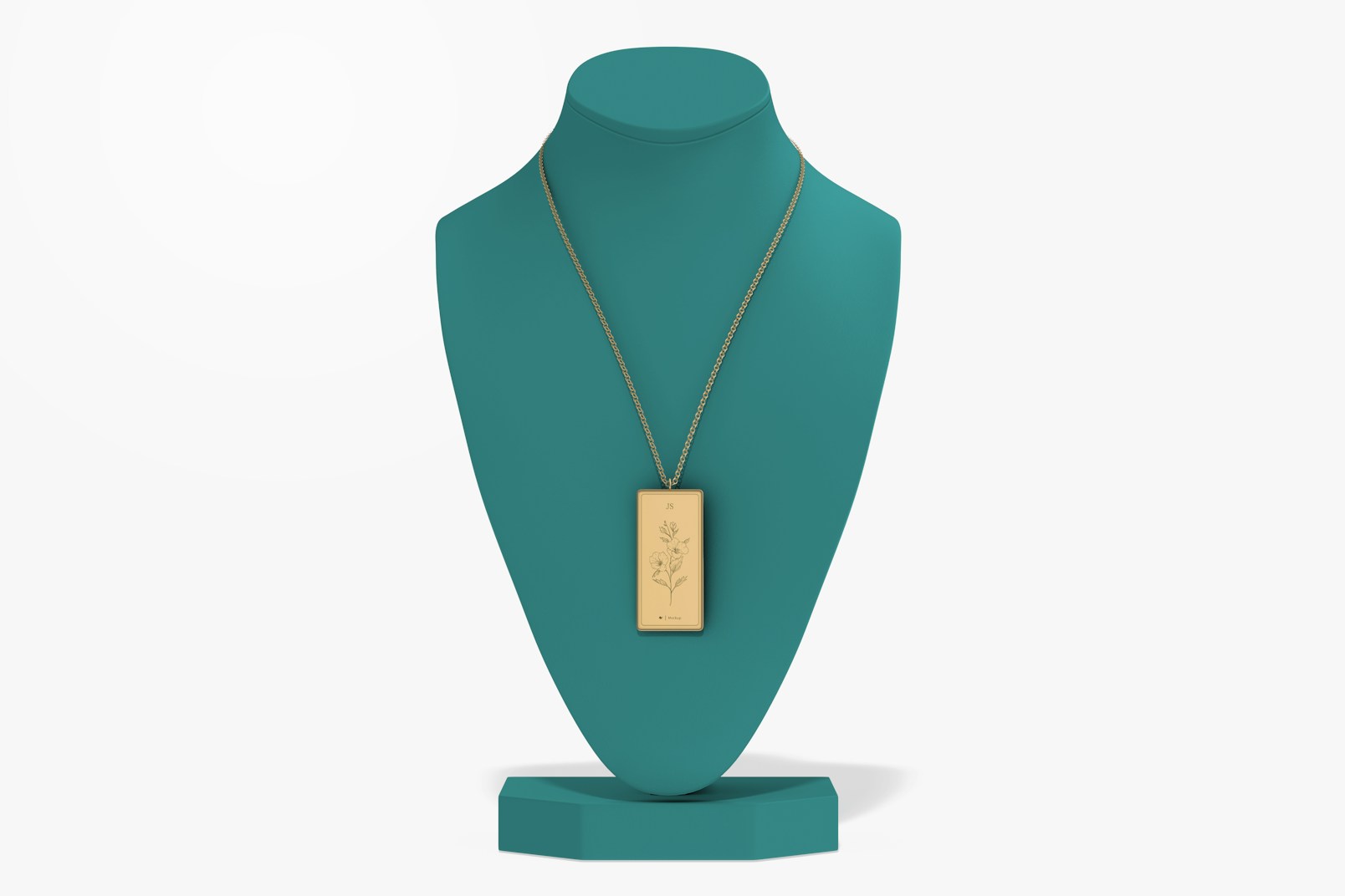 Rectangular Pendant Necklace Mockup, Front View