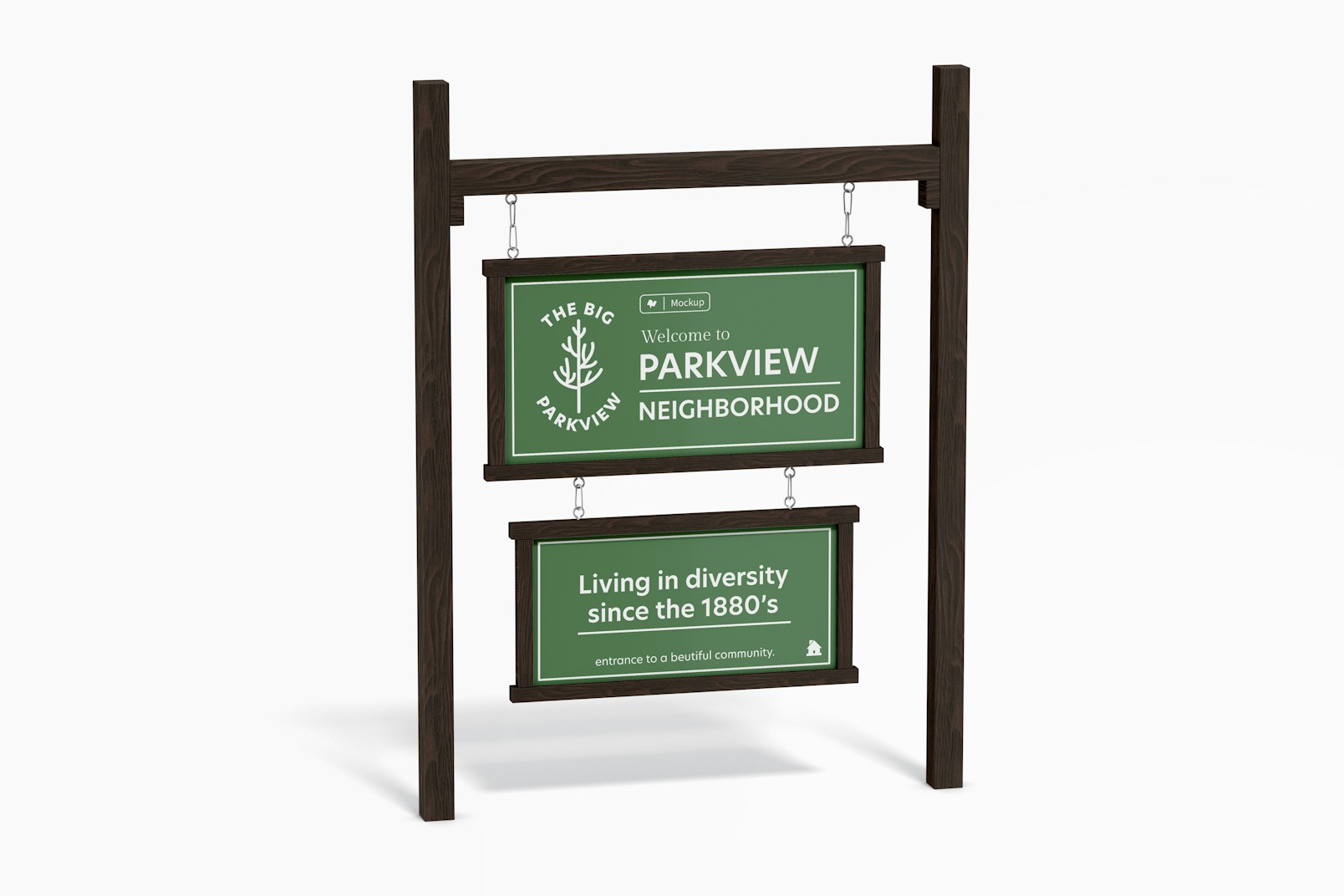 Entrance Community Sign Mockup, Perspective View
