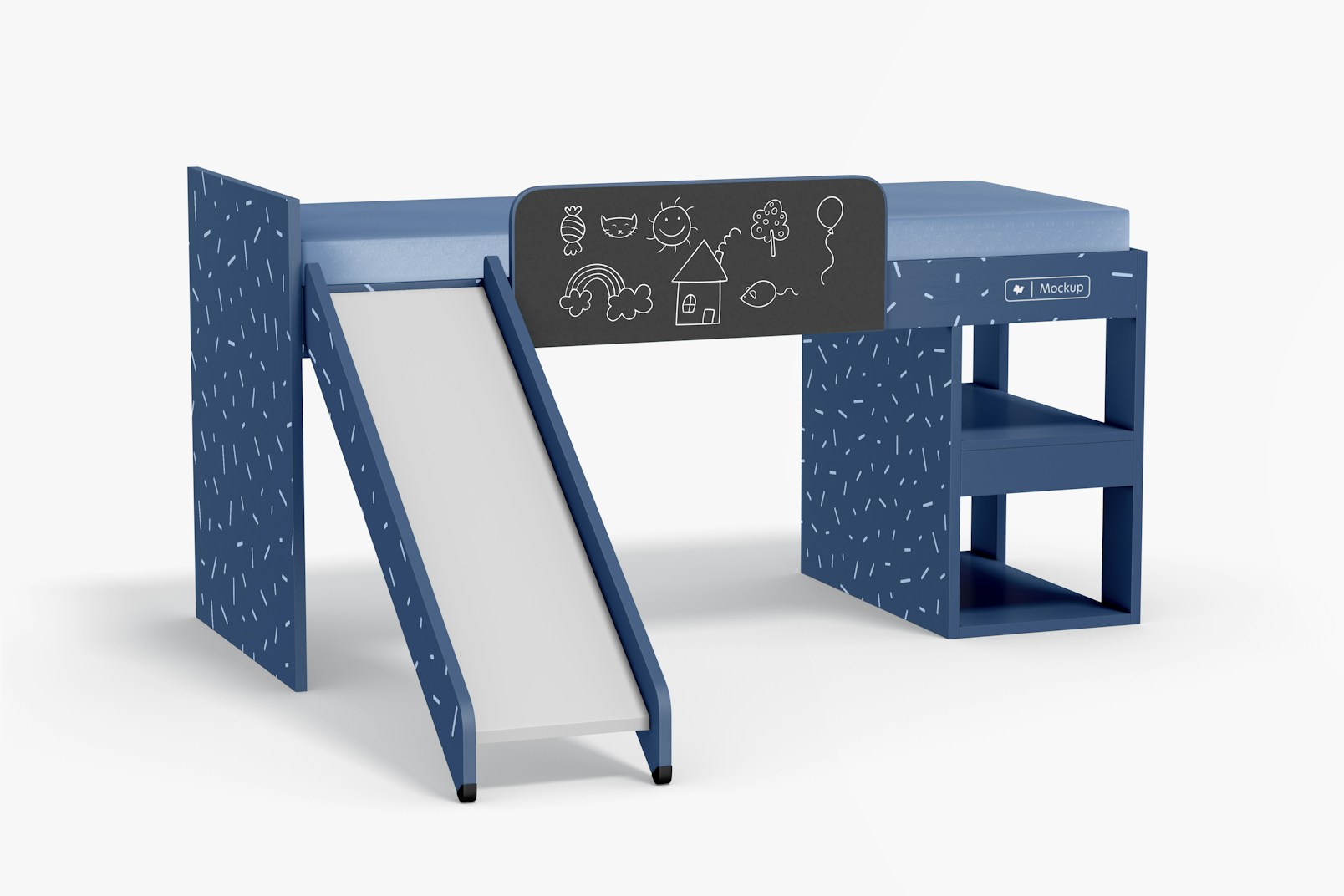 Child Bed With Slide Mockup, Left View