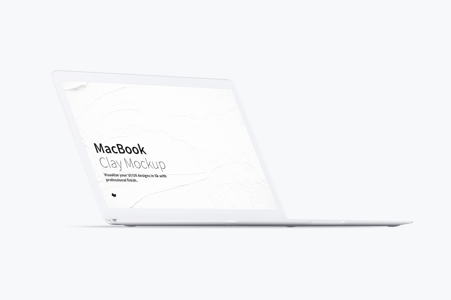 Clay MacBook Mockup, Front Left View
