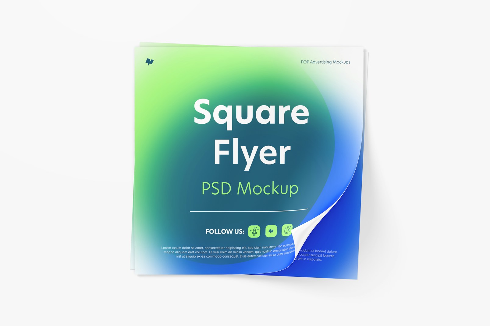 Square Flyers Mockup, Top View