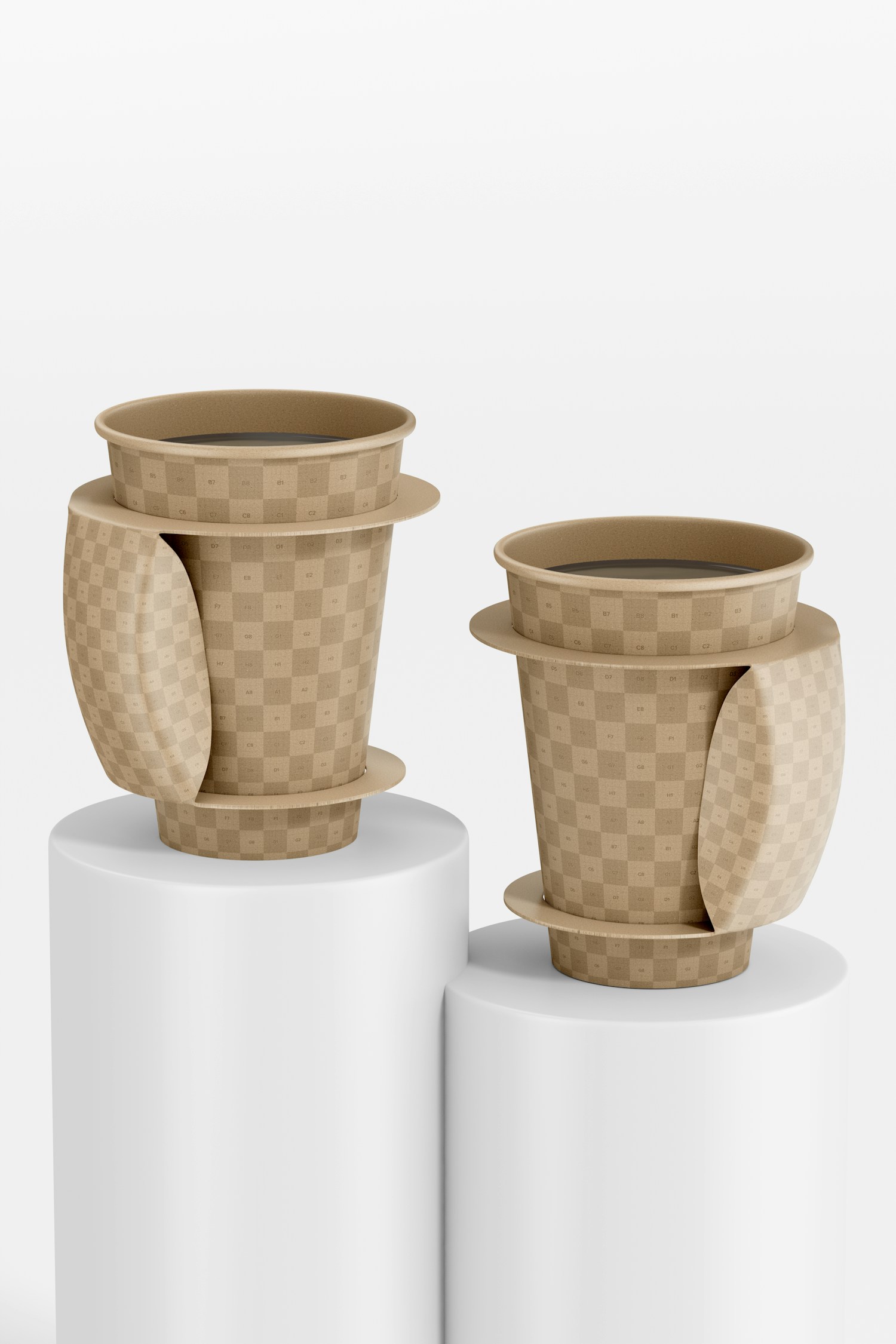 Coffee Cups with Handle Mockup, on Podium