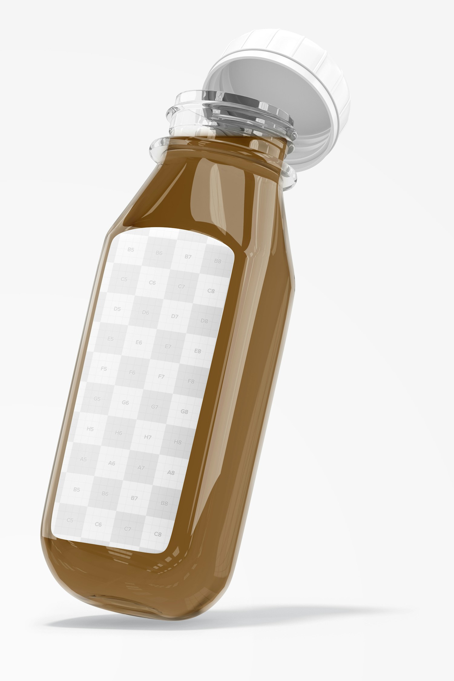 Iced Coffee Glass Bottle Mockup, Leaned