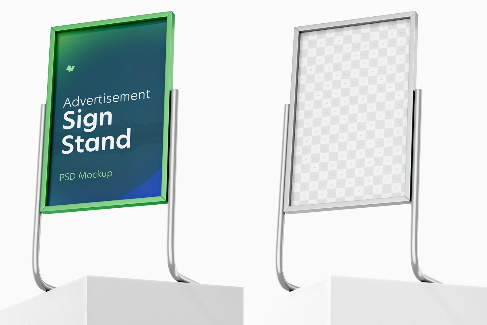 Advertisement Sign Stand Mockup, Low Angle View