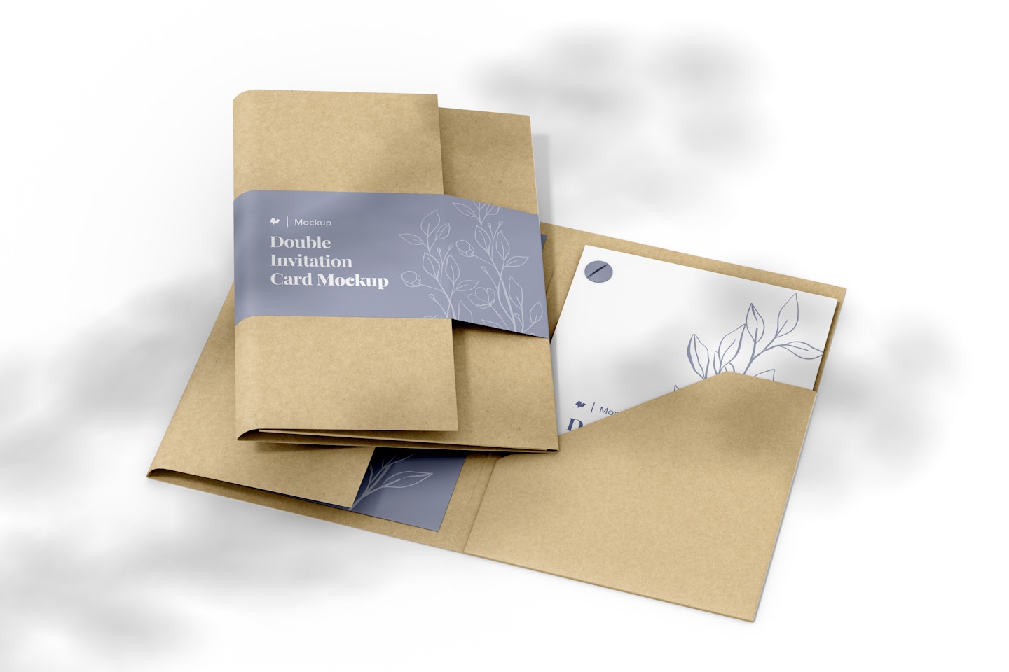Double Invitation Card Mockup, Opened and Closed