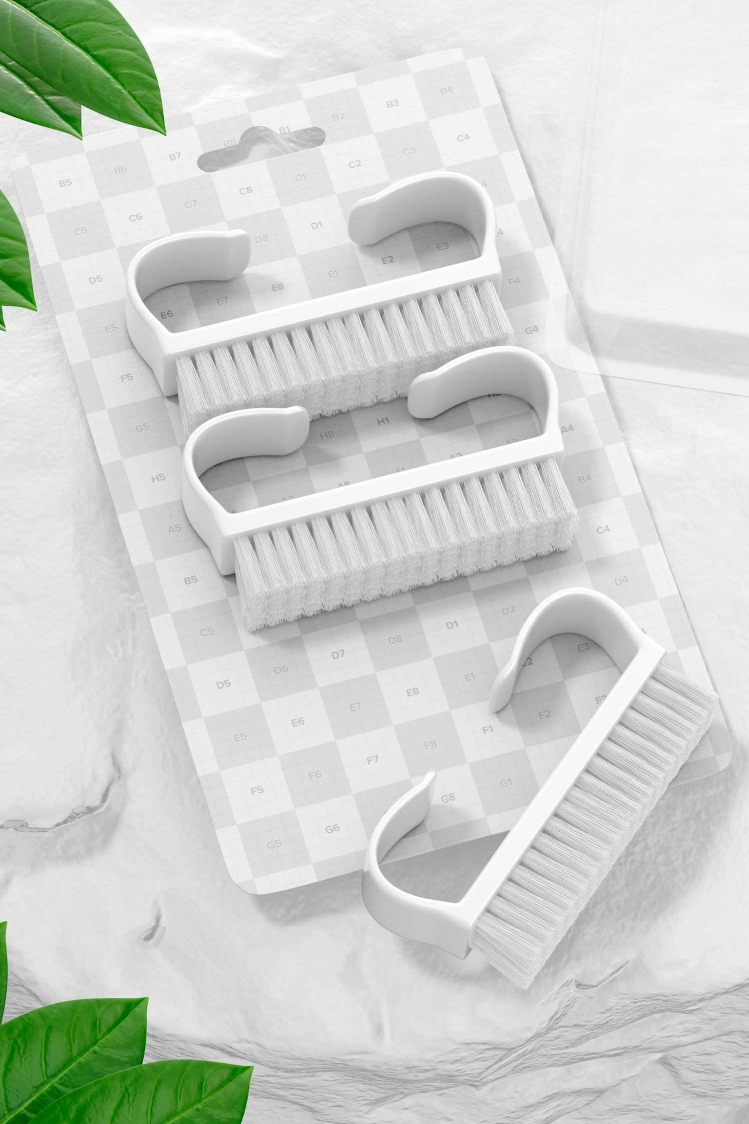 Nail Brushes Blister Mockup, Top View Nail Brushes Blister Mockup, Top View