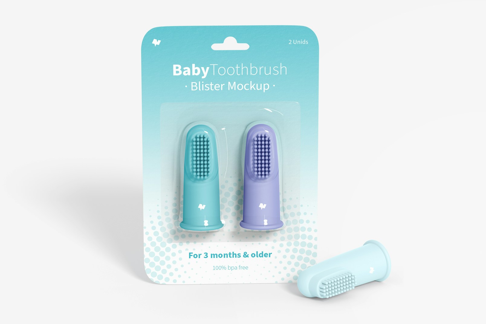 Baby Toothbrush Blister Mockup, Front View
