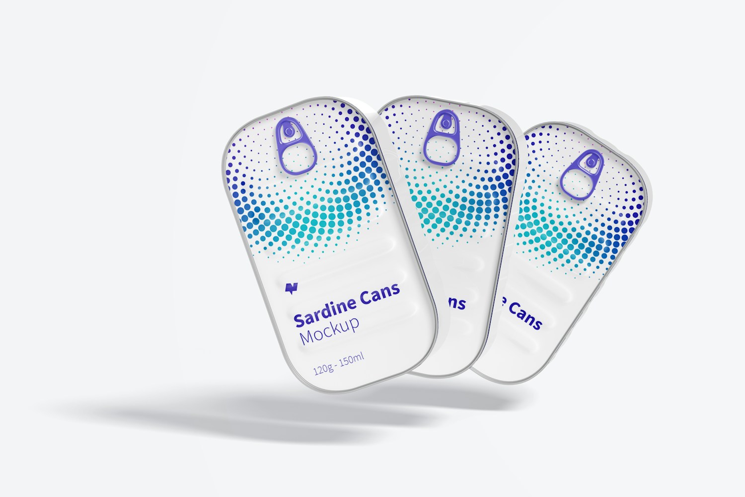 120g Sardine Cans Mockup, Floating 120g Sardine Cans Mockup, Floating