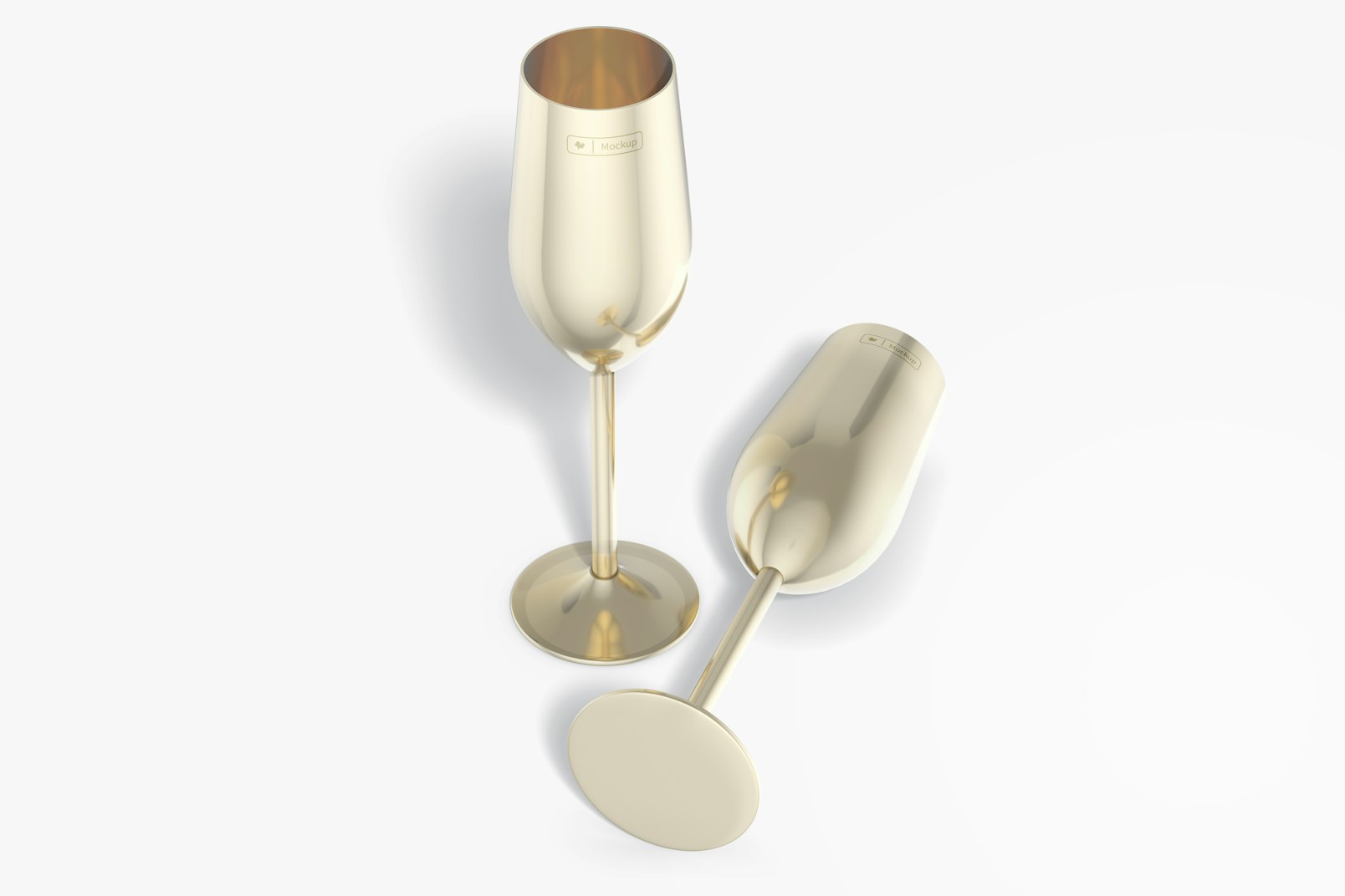 Stainless Steel Champagne Glasses Mockup, Perspective