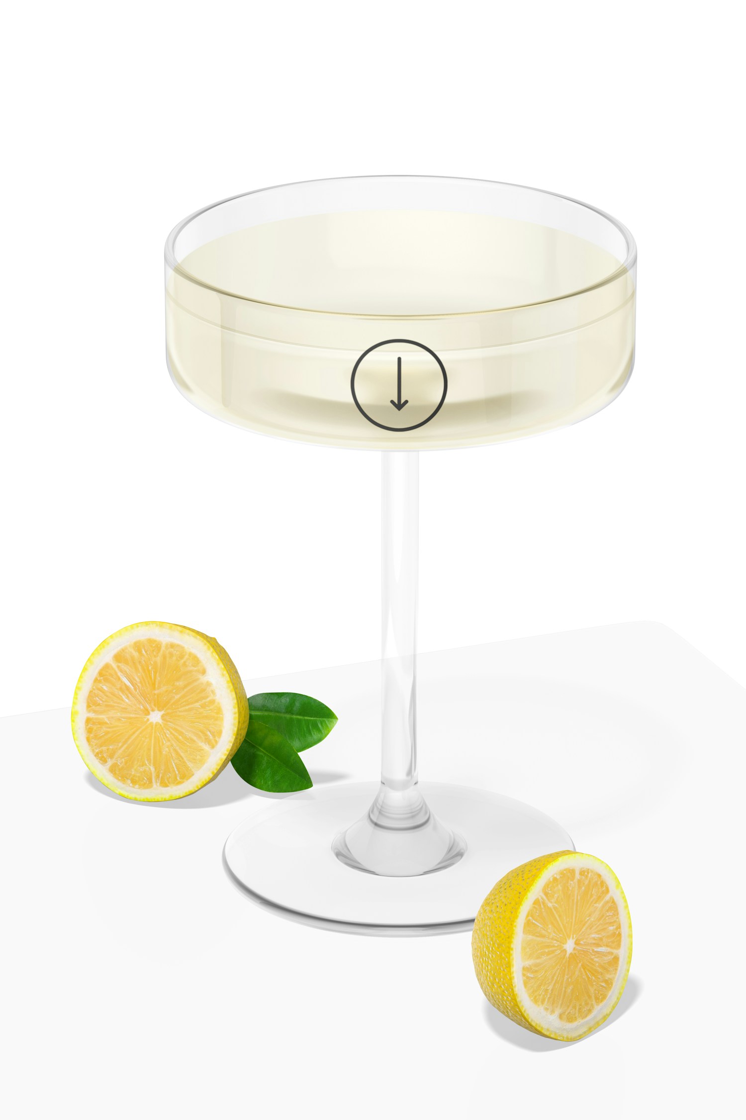 Flat Martini Glass Mockup, with Lemons