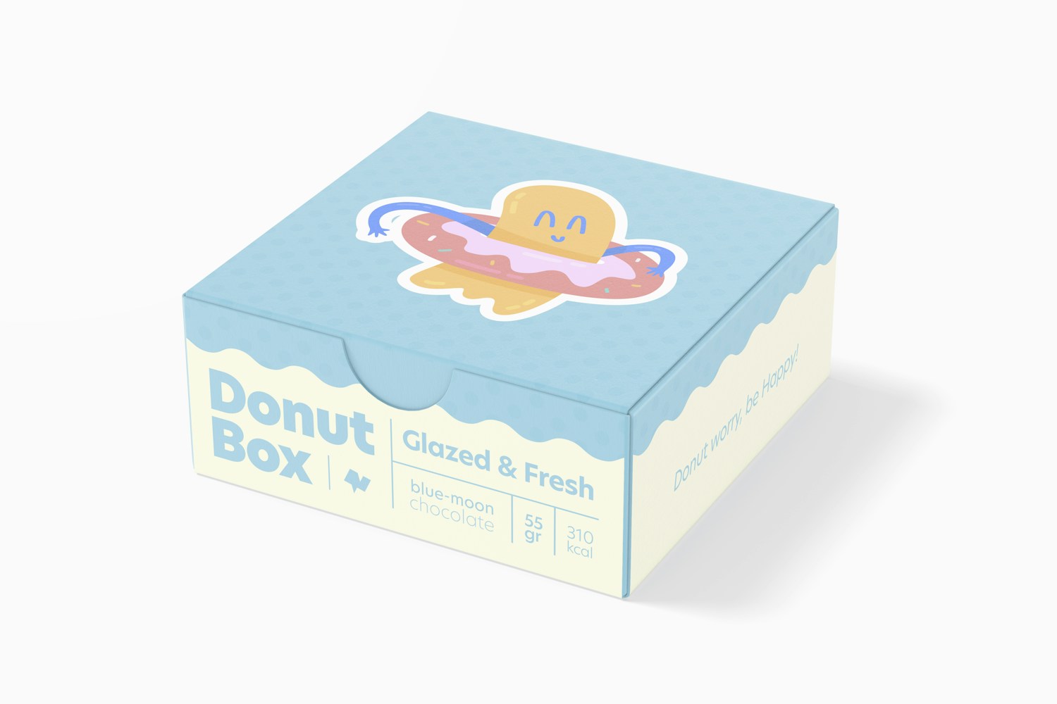 Donut Box with Hinged Lid Mockup, Right View