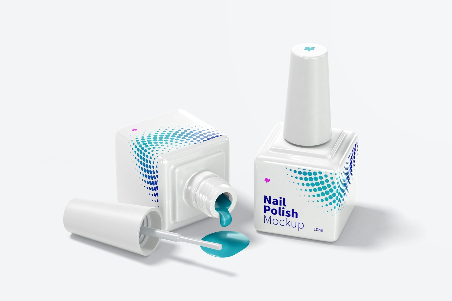 Nail Polish Bottles Mockup, Opened and Closed Nail Polish Bottles Mockup, Opened and Closed