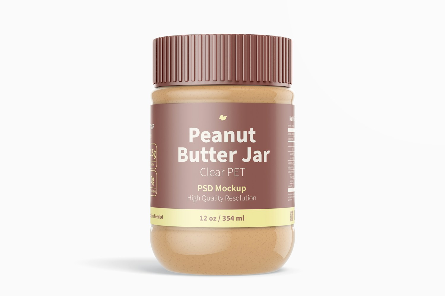 12 oz Clear PET Peanut Butter Jar Mockup
