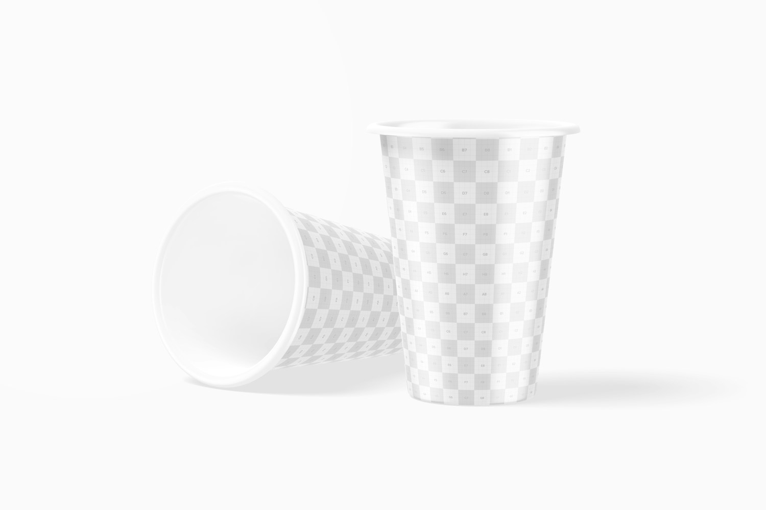 Enamel Tumblers Mockup, Dropped and Standing