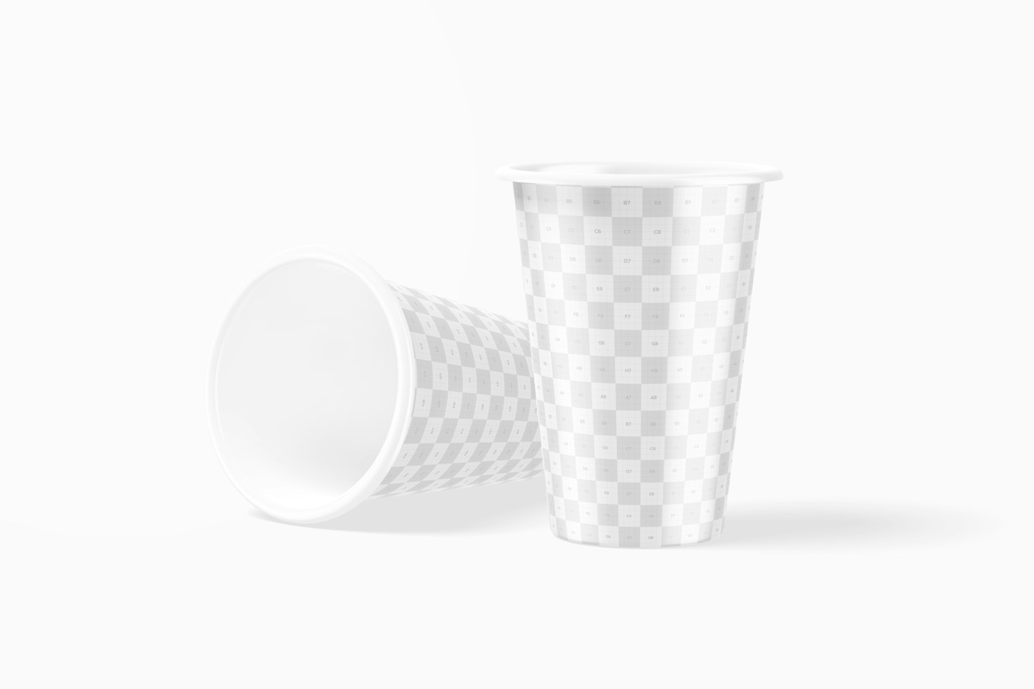 Enamel Tumblers Mockup, Dropped and Standing Enamel Tumblers Mockup, Dropped and Standing