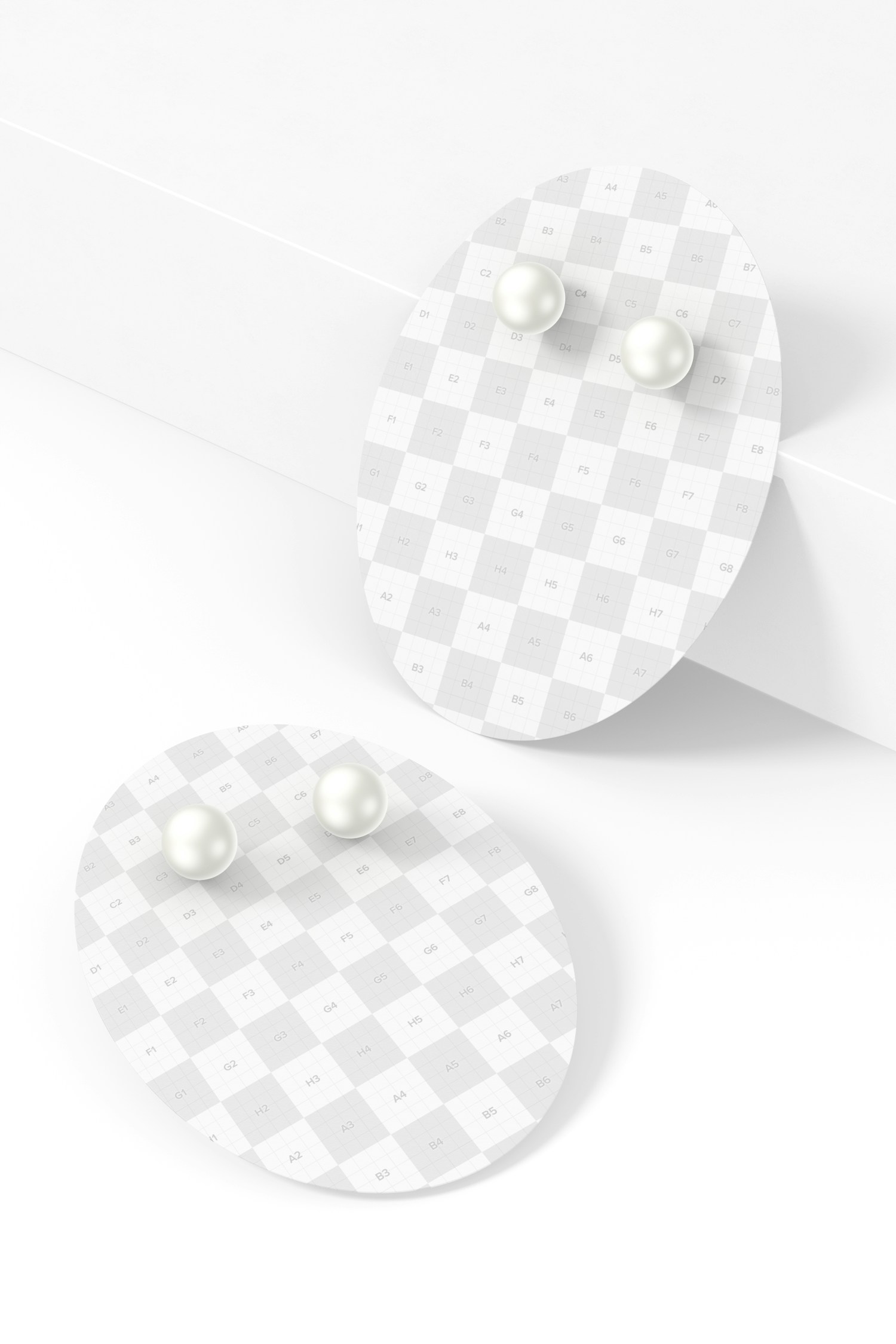 Oval Earring Cards Mockup, Perspective