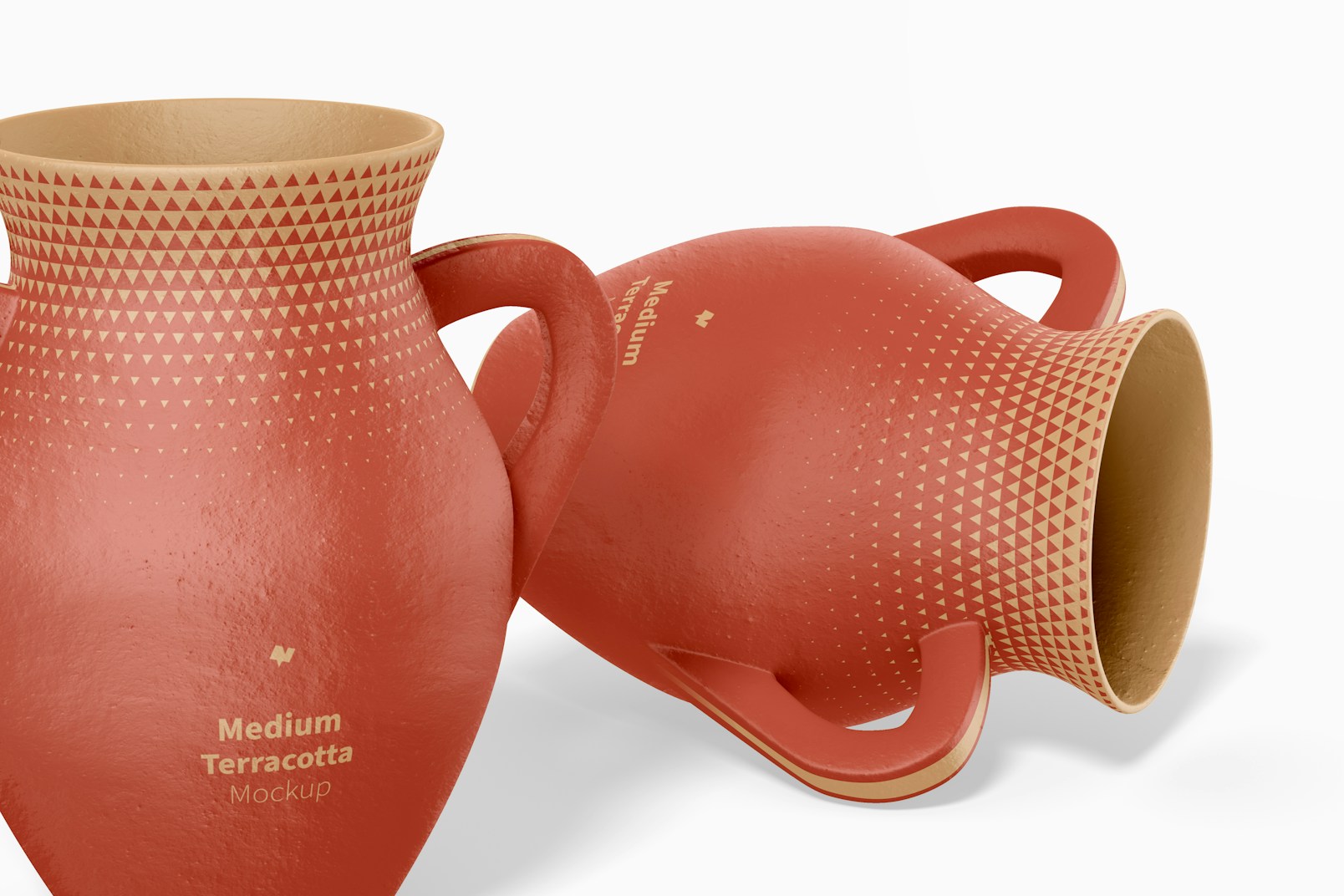 Medium Terracotta Vases with Handles Mockup, Close Up