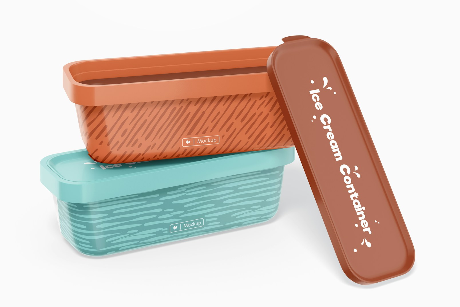 Long Ice Cream Containers Mockup, Right View