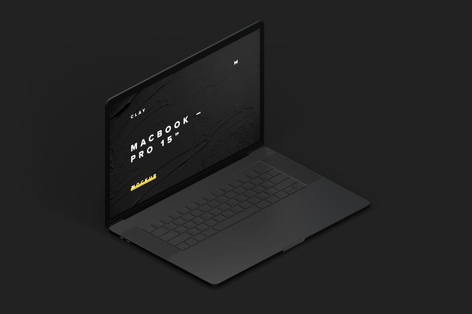 Clay MacBook Pro 15" with Touch Bar, Left Isometric View Mockup