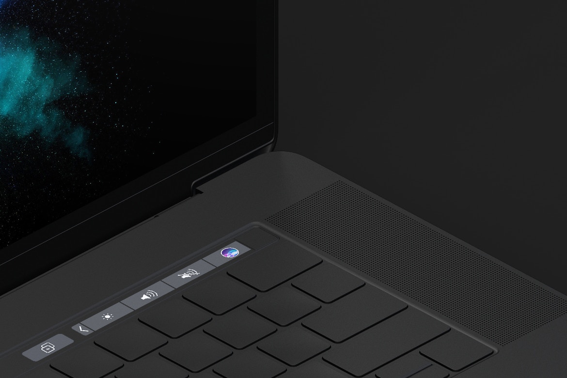 Clay MacBook Pro 15" with Touch Bar, Left Isometric View Mockup