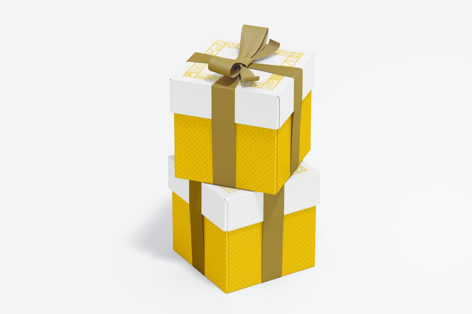 Big Cube Gift Boxes With Ribbon Mockup