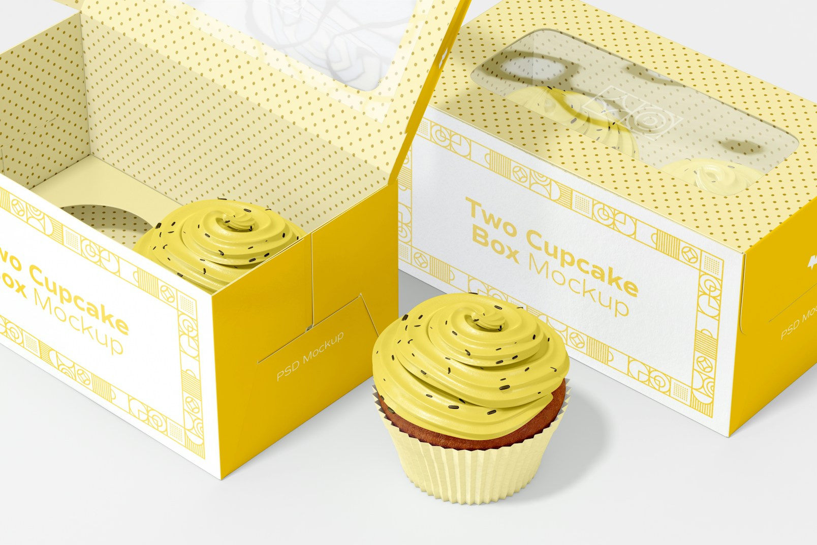 Maqueta de Caja de Dos Cupcakes, Acercamiento