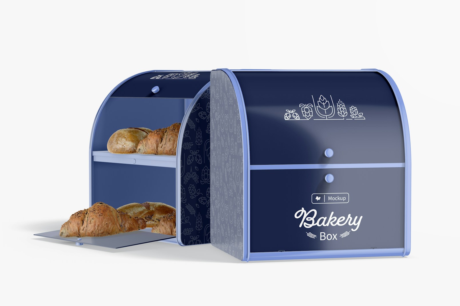 Two Tier Bakery Boxes Mockup, Opened and Closed