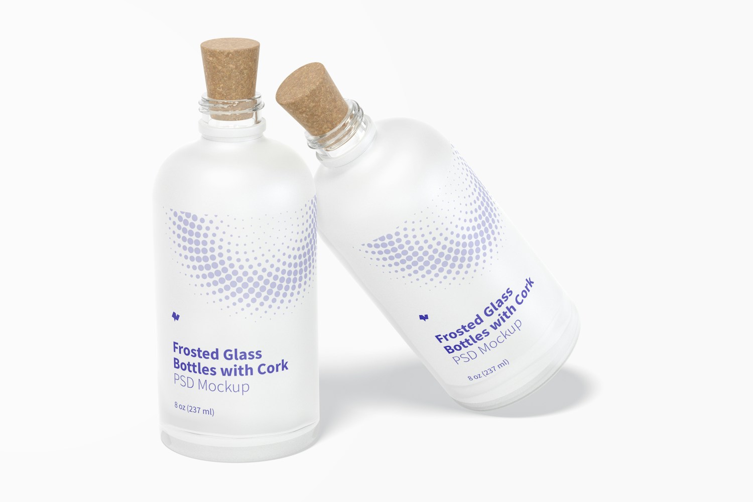 Frosted Glass Bottles with Cork Mockup Frosted Glass Bottles with Cork Mockup