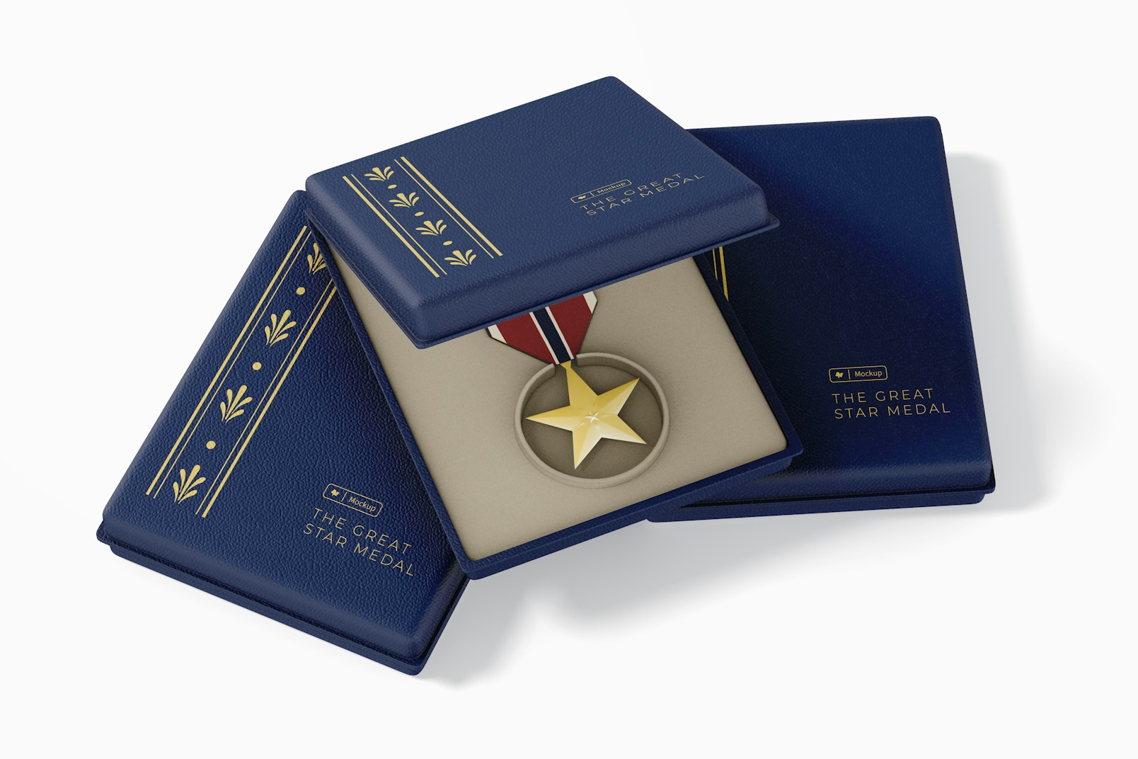 Star Medal with Boxes Mockup