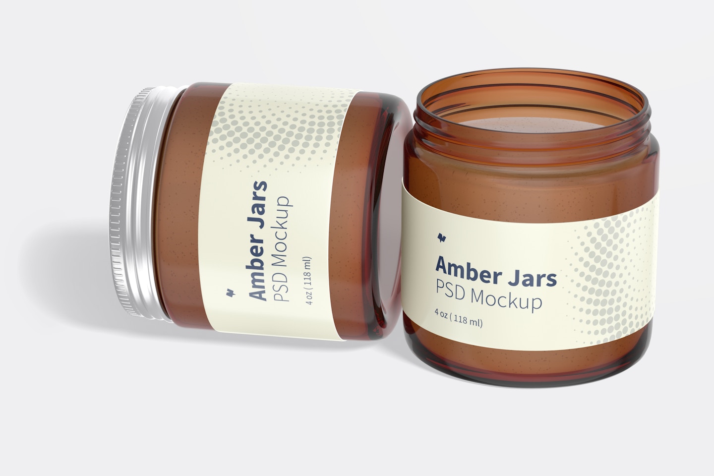 Amber Jars with Metallic Cap Mockup