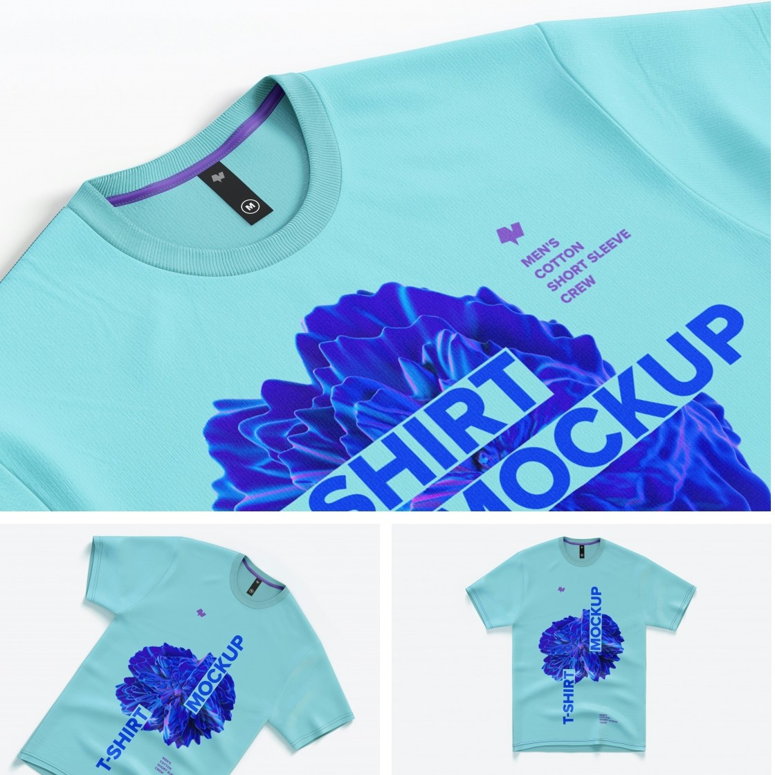 PSD Mockups of Men's Cotton Short Sleeve Crew T-Shirt – Original Mockups