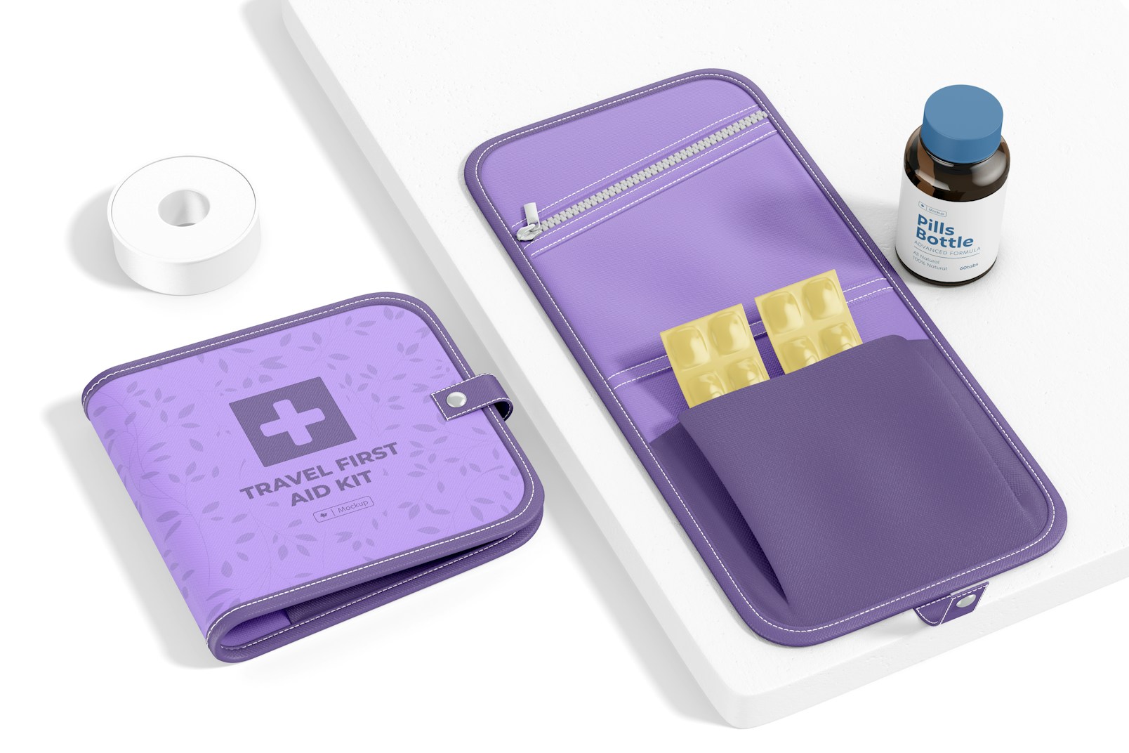 Travel First Aid Kit Mockup, Opened