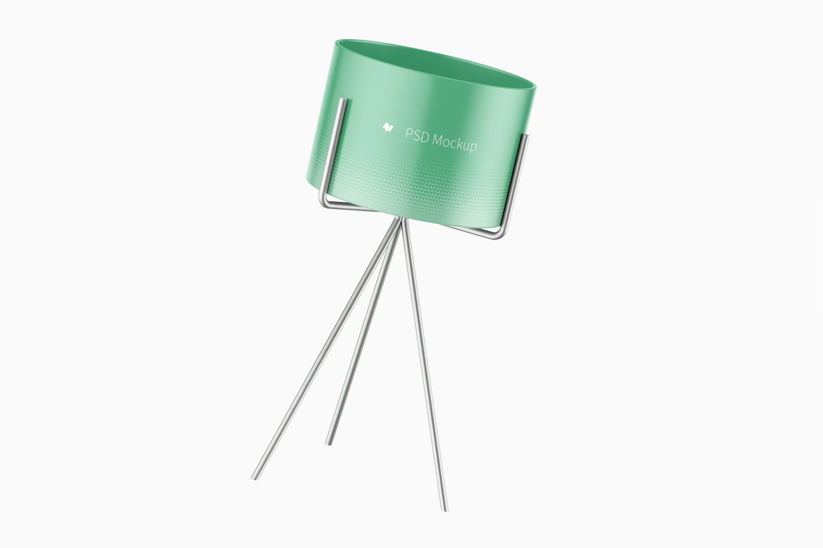 Small Flower Pot with Metal Stand Mockup, Floating