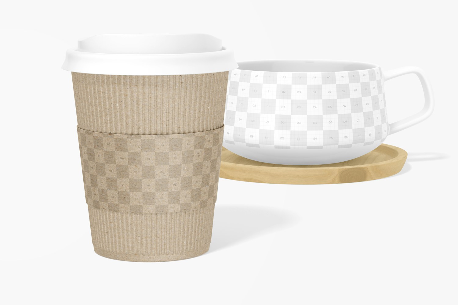 4 oz Paper Coffee Cup with Lid Mockup, Perspective