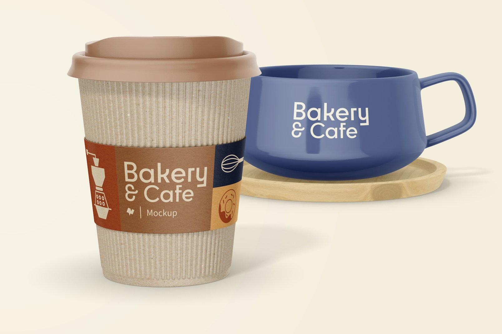 4 oz Paper Coffee Cup with Lid Mockup, Perspective